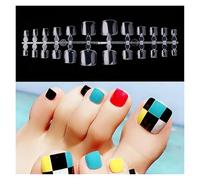 Press On Nails 120pcs Square False Toe Nails Full Cover Natural Clear Foot Nail Art Tips Manicure Tools False Nails(302-C-120pcs)