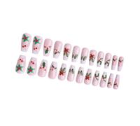 Press On Nails 24pc Winter Design with Snowflake & Bow Patterns for Christmas Parties, Bridal Events, Seasonal Manicures | Reusable & Easy Apply Artificial Nails