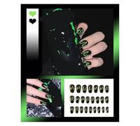 Press On Nails 24Pcs/Box 2022 Cute and Playful Frozen Watermelon Women Girls Nail Art Fake Nails Handmade Coffin Cute Press-On Nails False Nails(N3)