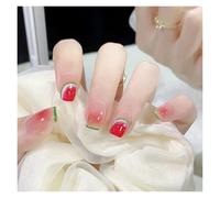 Press On Nails 24Pcs/Box 2022 Cute and Playful Frozen Watermelon Women Girls Nail Art Fake Nails Handmade Coffin Cute Press-On Nails False Nails(6178)