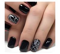 Press On Nails 24Pcs Fake Nails Press on Short Square Head False Nail Art Green Leopard Print Design Artifical Full Cover Tips(Color34)