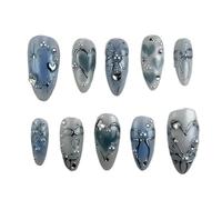 Press on nails 24Pcs False Nails Pattern Removable Oval Press On Nails for Manicure(Color19)