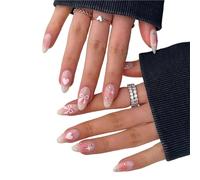 Press on nails 24Pcs French False Nails Press On Design Wearable Simple Nail Tips for Manicure(47)