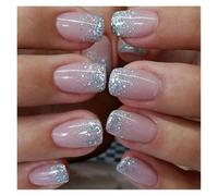 Press On Nails 24Pcs Gradient White Fake Nail Short Square Ballet Simple False Nails Press on Wearable Nude Art Full Cover Manicure Tips(Color25)