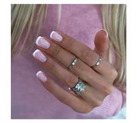 Press On Nails 24Pcs Gradient White Fake Nail Short Square Ballet Simple False Nails Press on Wearable Nude Art Full Cover Manicure Tips(Color52)