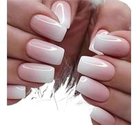 Press on nails 24Pcs Oval Short Pink Press On Nails Simple Ombre Spring False Nail For Sweet Sassy Cool Women Removable Wearable Art for Manicure(Color14)