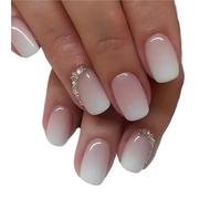 Press on nails 24Pcs Oval Short Pink Press On Nails Simple Ombre Spring False Nail For Sweet Sassy Cool Women Removable Wearable Art for Manicure(Color3)