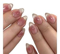 Press on nails 24pcs Press On Nails Full Cover Wearable Almond False Nails Charms Detachable Fake Nail for Manicure(Color19)