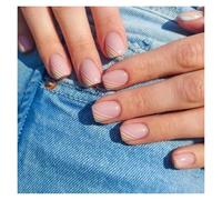 Press On Nails 24pcs Short Square False Nails Press On French Fairy Pink Glitter Gold Diamond Hill Veins Full Cover Detachable Nail Tips(Color14)