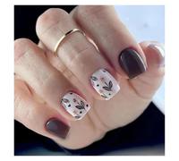 Press On Nails 24pcs Short Square False Nails Press On French Fairy Pink Glitter Gold Diamond Hill Veins Full Cover Detachable Nail Tips(Color27)
