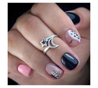 Press On Nails 24pcs Short Square False Nails Press On French Fairy Pink Glitter Gold Diamond Hill Veins Full Cover Detachable Nail Tips(Color-04)