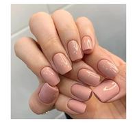 Press On Nails 24Pcs Solid Color Wine Red Design Fake Nail Short Square Press on False Nails Simple Detachable Finished Full Cover Tips(Color6)