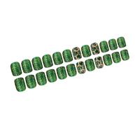 Press On Nails 24Pcs Square French Tips - DIY Shamrock Nail Art Kit for Women, Reusable Fake Nails for Parties, Salons, Holidays