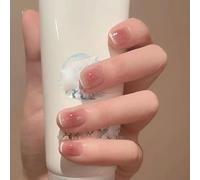 Press On Nails 24pcs Wearable Pink Press On Fake Nails Tips With Glue false nails design Butterfly Lovely Girl With Wearing Tools(Q002)