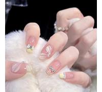 Press On Nails 24pcs Wearable Pink Press On Fake Nails Tips With Glue false nails design Butterfly Lovely Girl false nails With Wearing Tools False Nails(MJ-313)