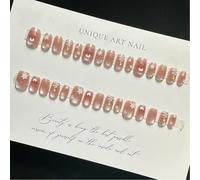Press On Nails 24pcs Wearable Pink Press On Fake Nails Tips With Glue false nails design Butterfly Lovely Girl false nails With Wearing Tools False Nails(KX-265)