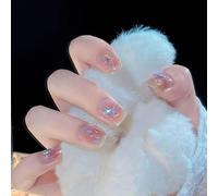 Press On Nails 24pcs Wearable Pink Press On Fake Nails Tips With Glue false nails design Butterfly Lovely Girl false nails With Wearing Tools False Nails(E046)