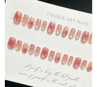 Press On Nails 24pcs Wearable Pink Press On Fake Nails Tips With Glue false nails design Butterfly Lovely Girl With Wearing Tools(KX-266)