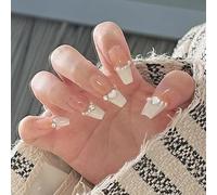Press On Nails 24pcs Wearable Pink Press On Fake Nails Tips With Glue false nails design Butterfly Lovely Girl With Wearing Tools(Color2)