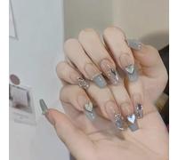Press On Nails 24pcs Wearable Pink Press On Fake Nails Tips With Glue false nails design Butterfly Lovely Girl false nails With Wearing Tools False Nails(E043)