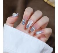 Press On Nails 24pcs Wearable Pink Press On Fake Nails Tips With Glue false nails design Butterfly Lovely Girl false nails With Wearing Tools False Nails(E038)