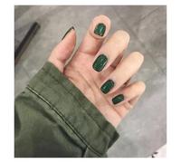 Press On Nails 24PcsSet Press On Nail Art Full Cover Artificial Fake Nails Patch Finished Solid Color Girl Wearing Reusable False(Color7)