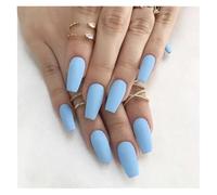Press On Nails 24PcsSet Press On Nail Art Full Cover Artificial Fake Nails Patch Finished Solid Color Girl Wearing Reusable False(Color3)