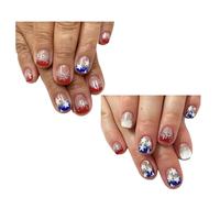 Press On Nails 4th Of July Fake Nails Independence Day Glues On Nails Patriotic False Nails Full Covers Fake Nails