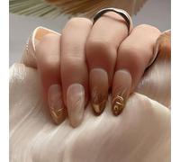 Press On Nails Acrylic Almond Artificial Easy To Apply With Elegant Metallic Patterns For Various Occasion Party Ready False Nail
