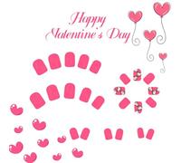 Press On Nails Acrylic Valentine's Day Nails Art Decoration Square Glossy With Colorful Heart Designs For Women 24Pcs