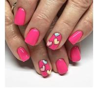Press On Nails Acrylic Valentine's Day Nails Art Decoration Square Glossy With Colorful Heart Designs For Women 24Pcs