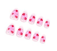 Press On Nails Almond Fake French Full Covers Acrylic False Valentine Designs For Women Girls Almond Nail