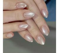Press On Nails Almond Fake Nails With Glitters Sequins Designs Cats Eyes Glossy Stick On Nails Glues On Acrylic Nails