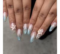 Press On Nails Almond Fake With Cats Eyes Designs Glitters Glues On Glossy False Artificial Acrylic Fake Nail