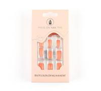 press on nails, Almond Press-On Nails Medium Nude Multicolor With 2 Jelly Glues 24-Piece Set(0061-12)