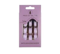 press on nails， Almond Press-On Nails Medium Nude Multicolor With 2 Jelly Glues 24-Piece Set(0063-14)