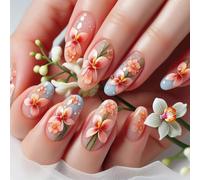 Press On Nails Almond Shaped Fake Glossy Stick Natural Full Covers False Acrylic Glues Stick On Fake Nail