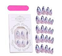 -Press On Nails, Almond Shaped Fake Nails - Almond Shaped Stick On Artificial Nails - Rhombus Crystal Full Cover Fake Nail Kit In 12 Sizes For Manicure Lovers, Women Girls