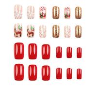 Press On Nails: bright decorative pattern, ultra-thin cheerful manicure, compact tips ready for Christmas, set of creative winter-inspired accents with ease of fit c