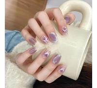 Press On Nails Butterfly Designs Fake Stick Cats Eye Acrylic Fake Gel Polished Glues 30pcs Stick On Nail