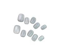 Press On Nails Cat-Eye Fake Nails Handmade Press on Short False Nail Tips Decorated Stick on Trend Solid Color(S-001)