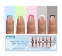 Press on Nails, Dsixnails 150pcs Colored Short French Tip Press on Nails for Women, 5 Styles Brighter Square Acrylic Nail Tips, No Need to File Pre-French Tip Nails, Fake Nails Extension for Nail DIY