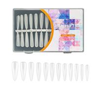 Press On Nails for Women - 12 Sizes Gel Tips, Pre-Filed Almond & Stiletto Shapes, Full Cover Artificial Nails for Salon, Party, Wedding | Easy Application, Long Lasting &