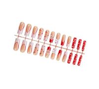 Press On Nails for Women - Valentine's Day Heart Design Long Square Reusable False Nails with Full Coverage | Wedding, Party, Date Night | Easy to Apply & Gel-like