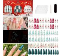 press on nails， French Press-On Nails Almond Squoval Shape Medium Size Pack Of 72 With Glue And File(ZX27-0074-3P-1 72-piece set)