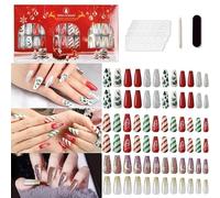 press on nails， French Press-On Nails Almond Squoval Shape Medium Size Pack Of 72 With Glue And File(ZX27-0074-3P-2 72-piece set)