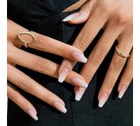 Press On Nails - French Tip False Nails With Glue - Long Nude Pink White Gradient Fake Nails - Glossy Acrylic Nails - Removable Full Cover Stick On Nails For Women Nail Art Gifts Accessories