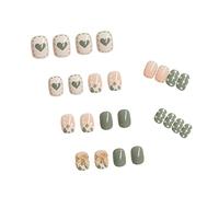 Press on Nails French Tip Nails Wear Nails Removable Love Nails Nail Enhancement Products Nail Chips Matcha Bow Nail Chips Nail Stickers 24 Pieces 2ml Beetles Nail Tips (a-Green, One Size)