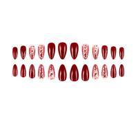 Press-on Nails - Glossy Acrylic Full Cover Fake Nails with Easy Application, Reusable Stick-on Design for Weddings, Date Nights, Brides & Women, Elegant Romantic