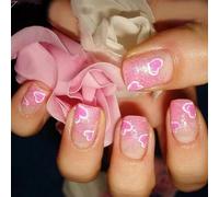 Press On Nails Heart Glitters False Valentine's Day Acrylic Stick On Enhancing Your Styles Decorative Nail Accessories